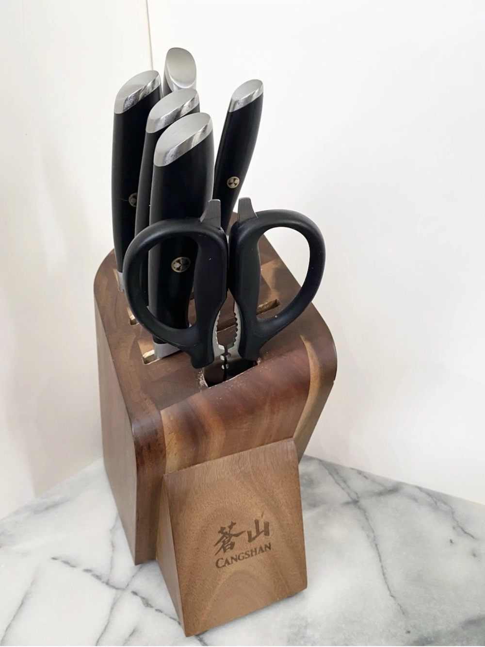 CANGSHAN L Series 7-Piece Cleaver Knife Block Set In Forged German Steel Black